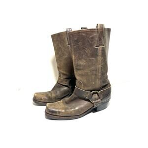 Frye Women Tan Distressed Harness 12R Boot Size 9 M Made in USA Motorcycle